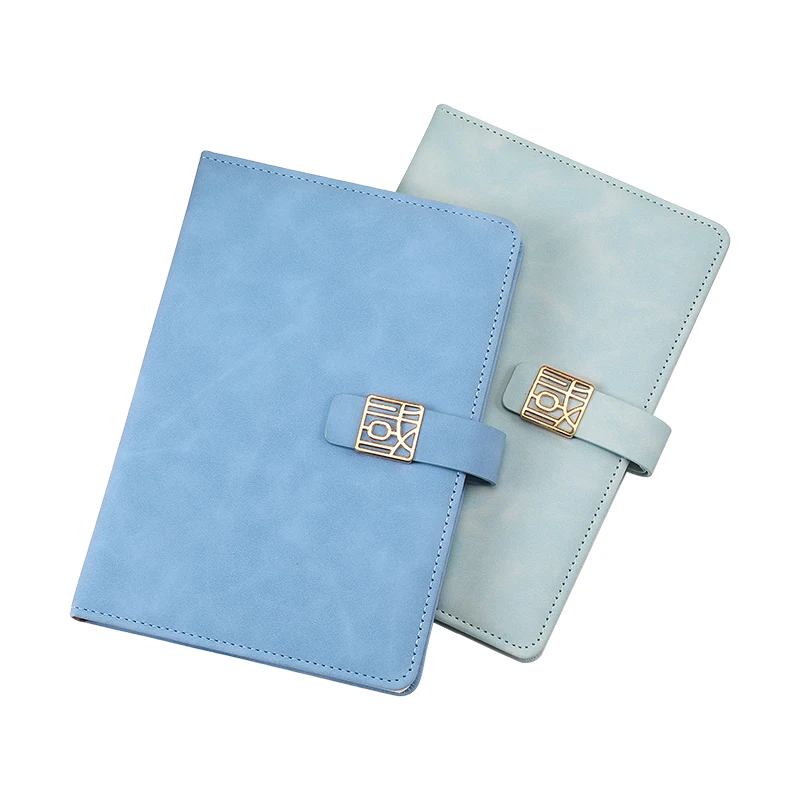 A5 Size New Design Hardcover Notebook 80g Beige Paper Lined Magnetic Buckle Diary with Leather Cover 6 Designs to Choose From