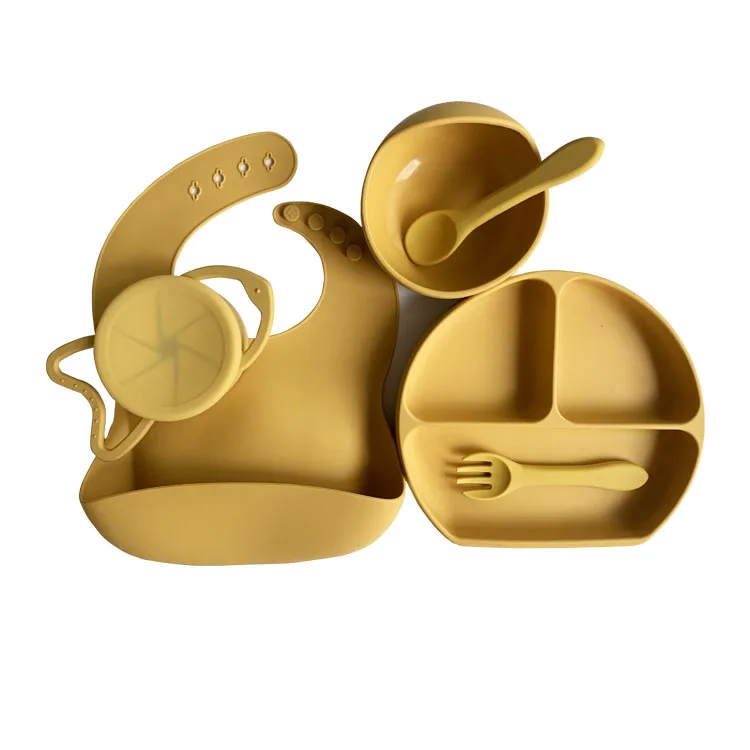 

silicon baby bib set feeding plate kids silicon bowl and spoon set with custom logo