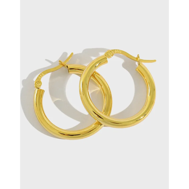 

Dylam Vintage Chunky Hoop Earrings Silver Sterling 925 Gold Plated Minimalist Earring Fashion Hoop Earrings For Women