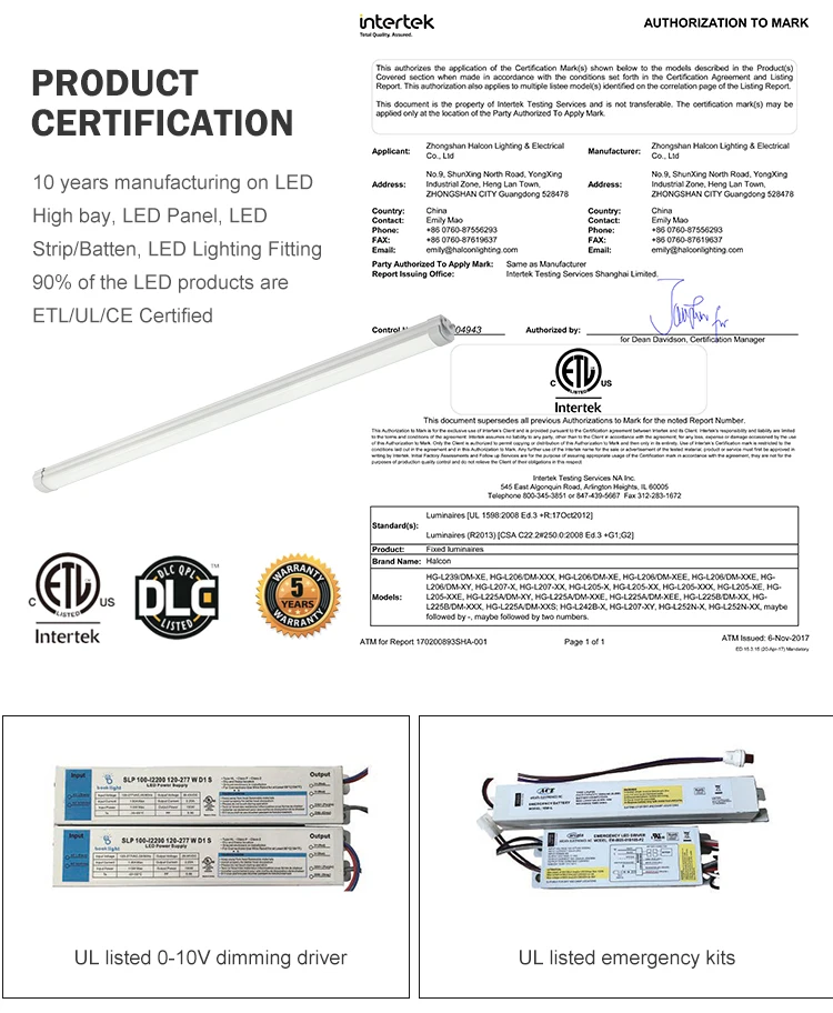 Halcon Steel Sheet IP65 Waterproof 4ft 8ft 36watt 60watt smd tri proof Led Office Lamp