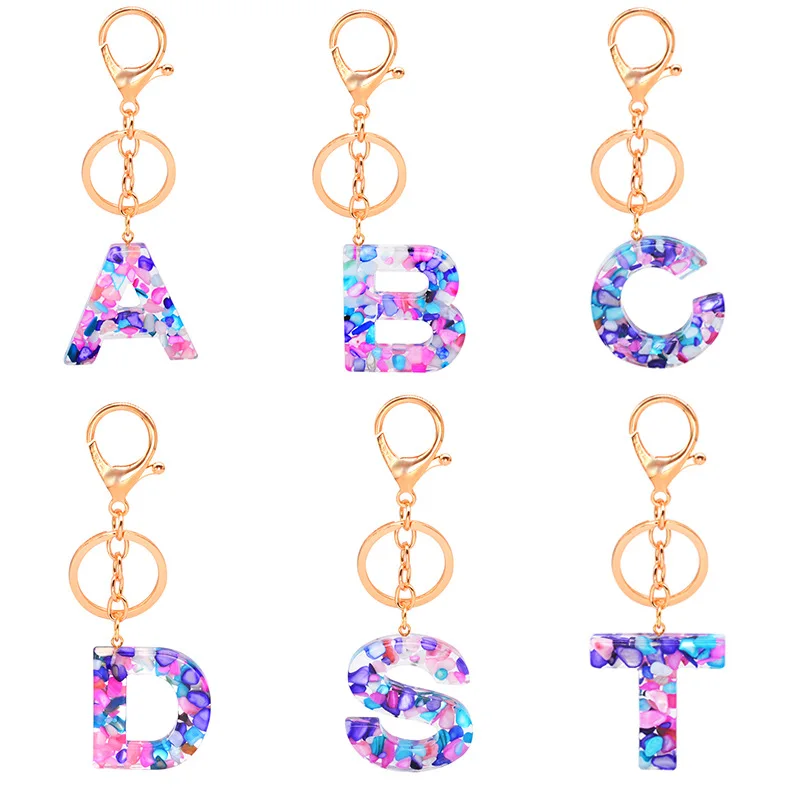 

Hanging Accessories Summer Beach Jewelry Pendants Creative 26 Letters Initail Acrylic Keychain, Purple