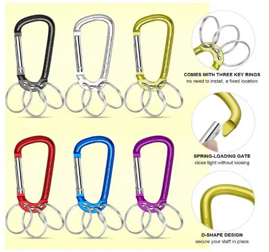 Details about   3pc 20pc Ideal Aluminum Carabiner D-ring Keychain Clip Hook Buckle Outdoor 