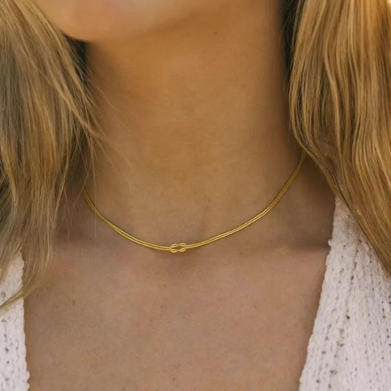 Joolim 18K Gold Plated Double-Layer Snake Chain Necklace Trendy Classic Style Stainless Steel Jewelry Wholesale
