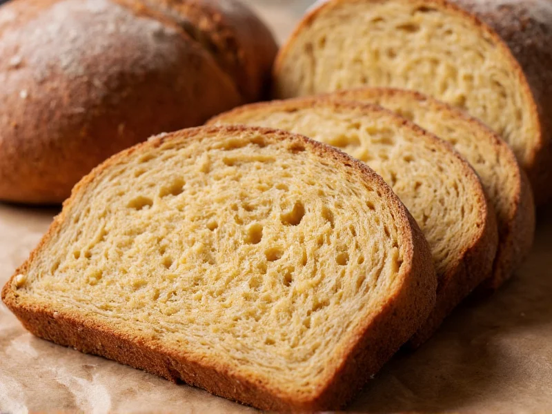 Sliced rye bread showing moist crumb structure