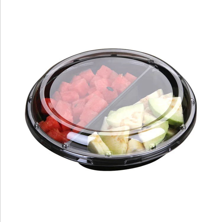 

disposable 5 compartment plastic containers storage box for fruit, Black,transparent