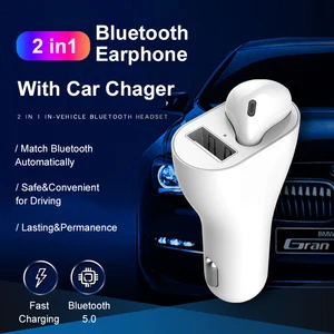 Wireless Bluetooth Earbud USB Car Charger Mic