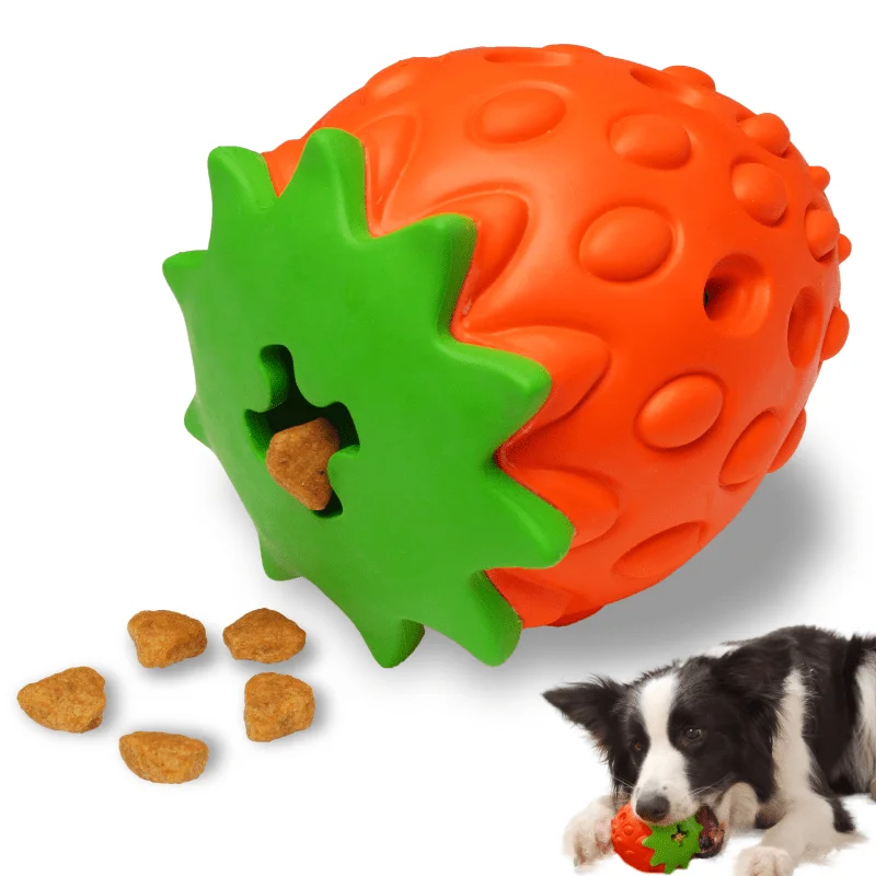 

Amazon Hot Sale Customized Private Label Natural Rubber Strawberry Shape Dog Feeder Toys