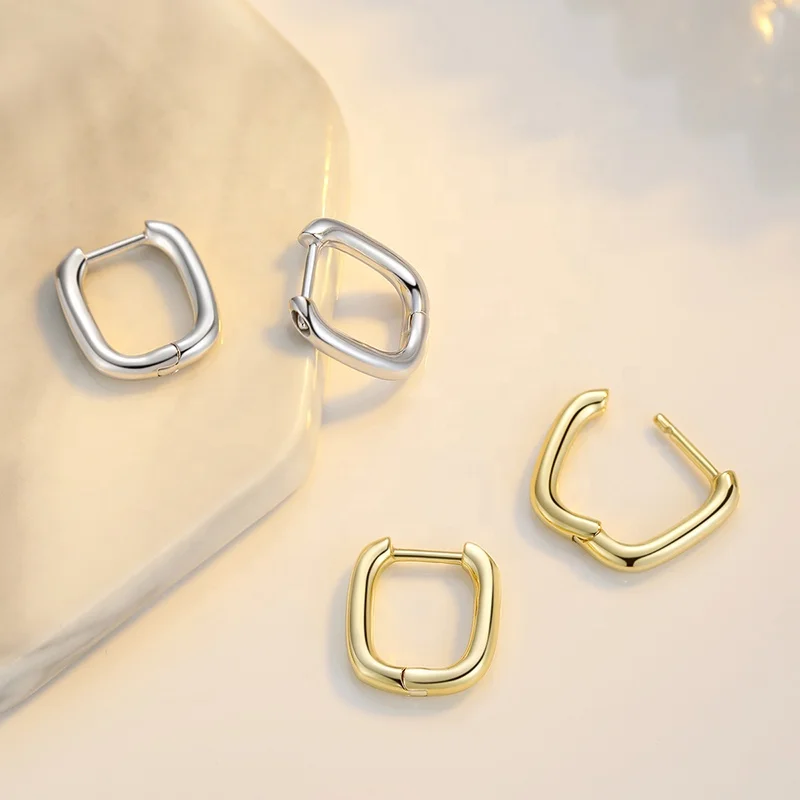 

new fashion fine jewelry luxury custom 925 sterling silver CZ statement gold huggie hoop earrings for women