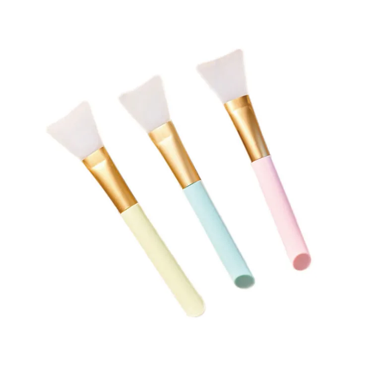 

Wholesale beauty tool colorful fashion Plastic Handle flat silicone mask makeup brush, 3 colors