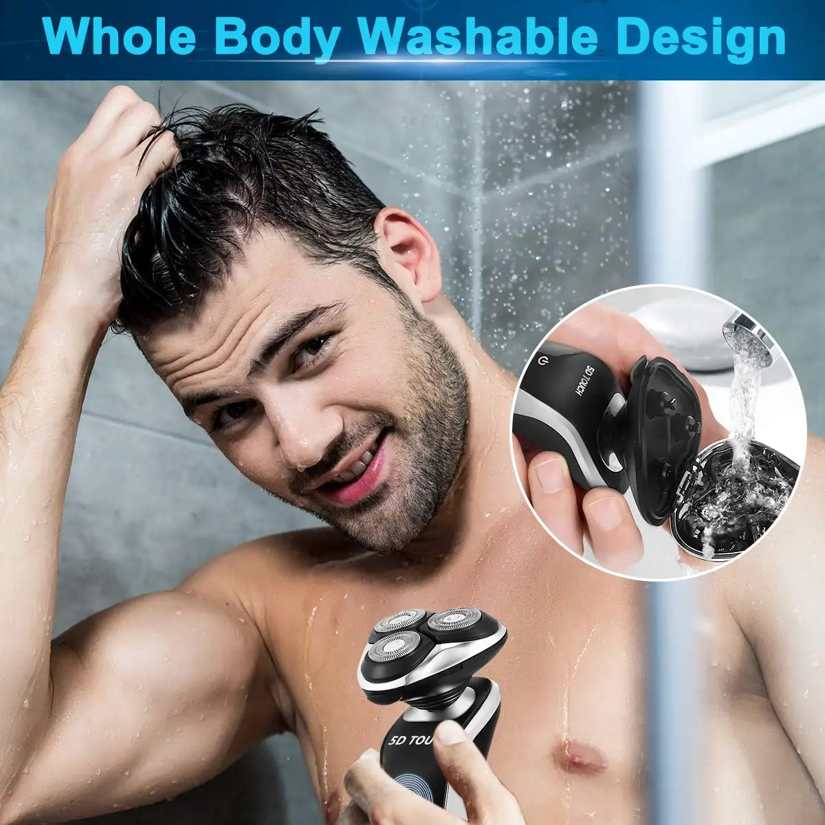 
4 In 1 Dry Wet Waterproof Electric Shaver for Men Rechargeable Beard Trimmer USB Cordless Nose Trimmer Facial Cleaning Brush 