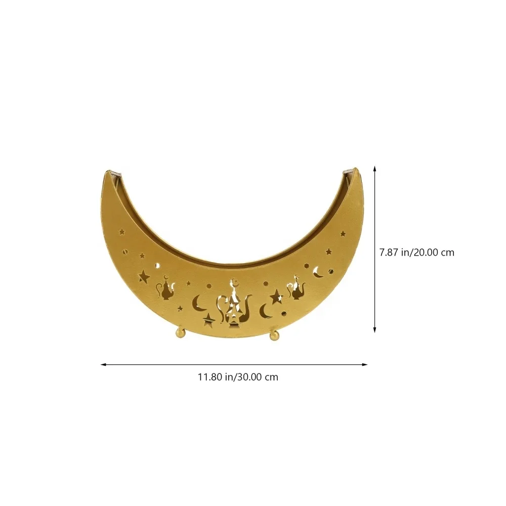 

1pc Iron Moon Shaped Plate Party Food Serving Container Snack Tray (Golden)