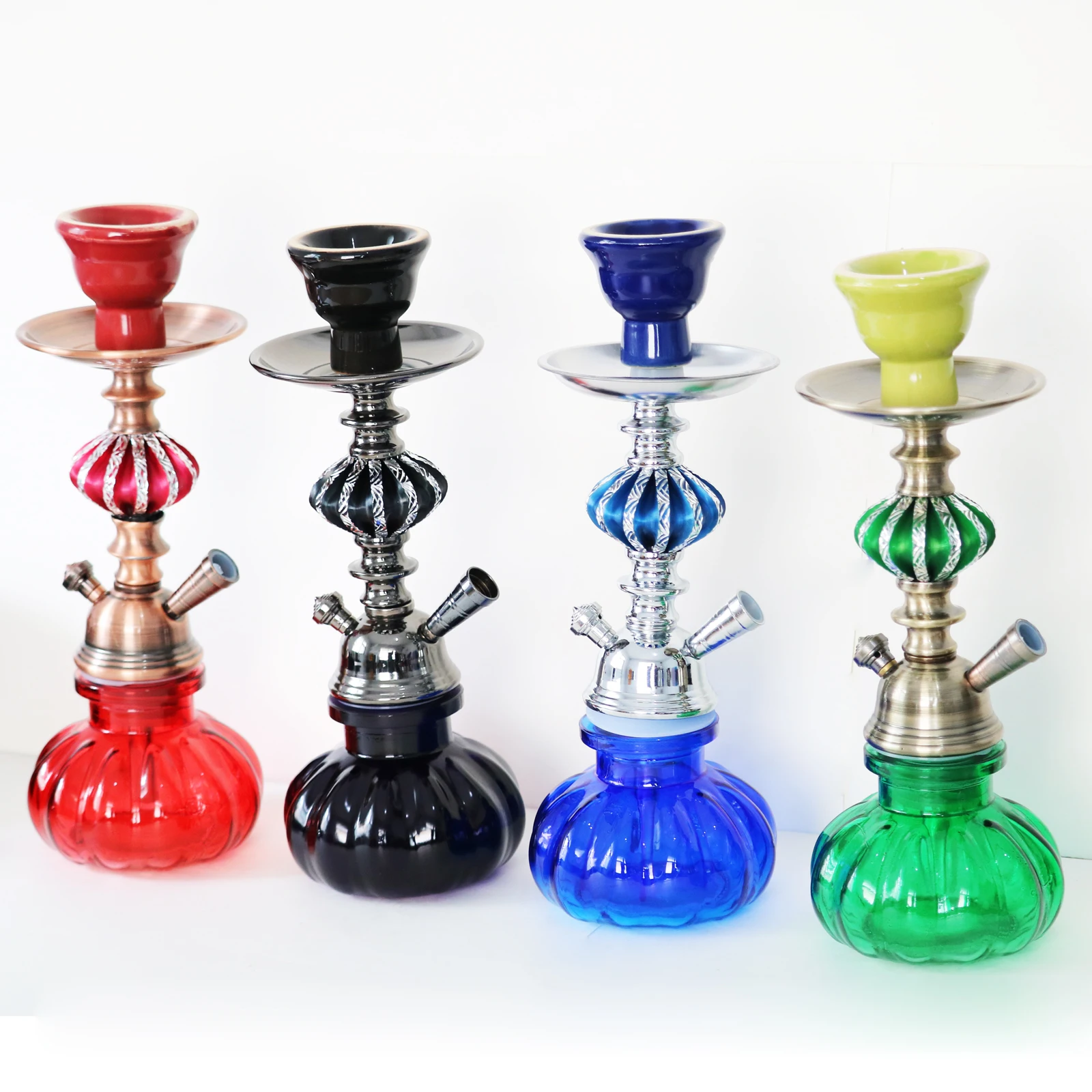 

Arab small hookah set glass hookah double pipe hookah can be customized 2021, Green/black/purple/red/blue