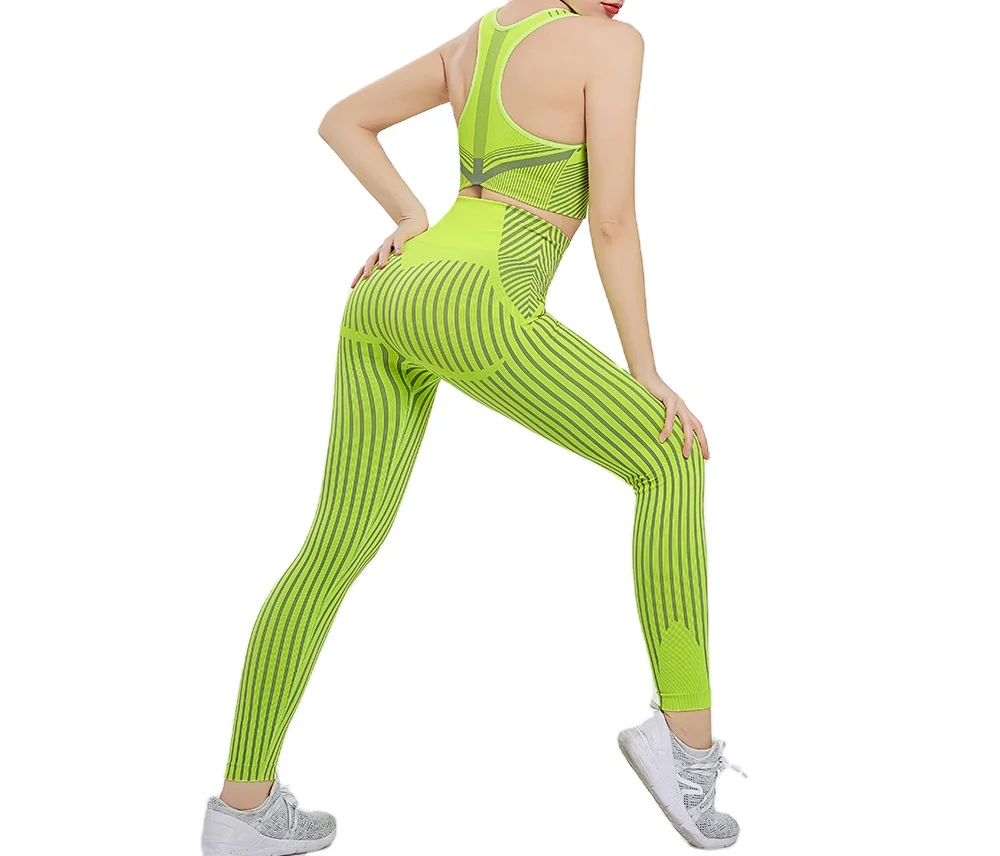 

High Quality Sportswear Suit Multi Color Fitness Running Two Piece Set Legging And Bra Seamless Yoga Set, Multiple colors