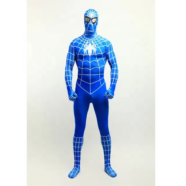 

Blue with White Stripes Spandex Lycra Spiderman Costume