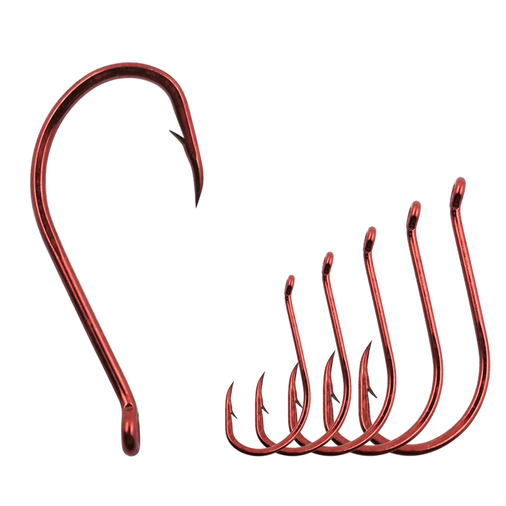 

Free Shipping Red Octopus Hooks High Carbon Steel Fishing Hooks Sea Worm Hook Pack Bait Single Fishhook