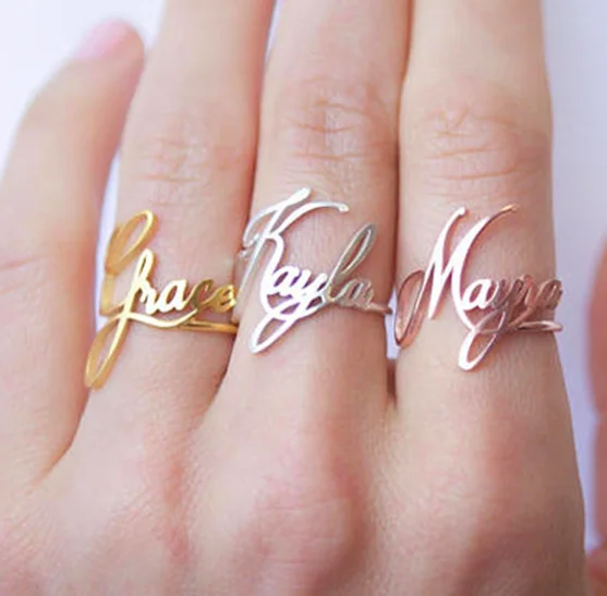 

jialin jewelry personalized gold plated stainless steel design custom name letter ring