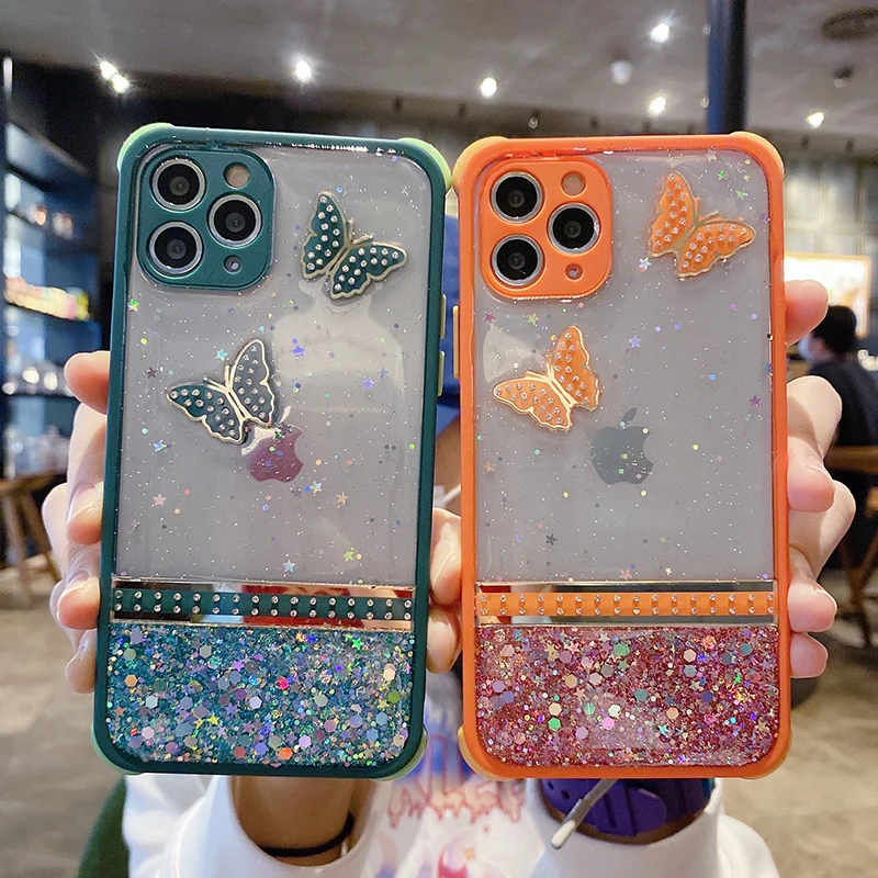 

Blank Hard Plastic Back Cover Epoxy Butterfly Bling Bumper Telephone Case For realme 6 6i 7 7i pro, Matcha green / dark green / yellow / purple / orange / black