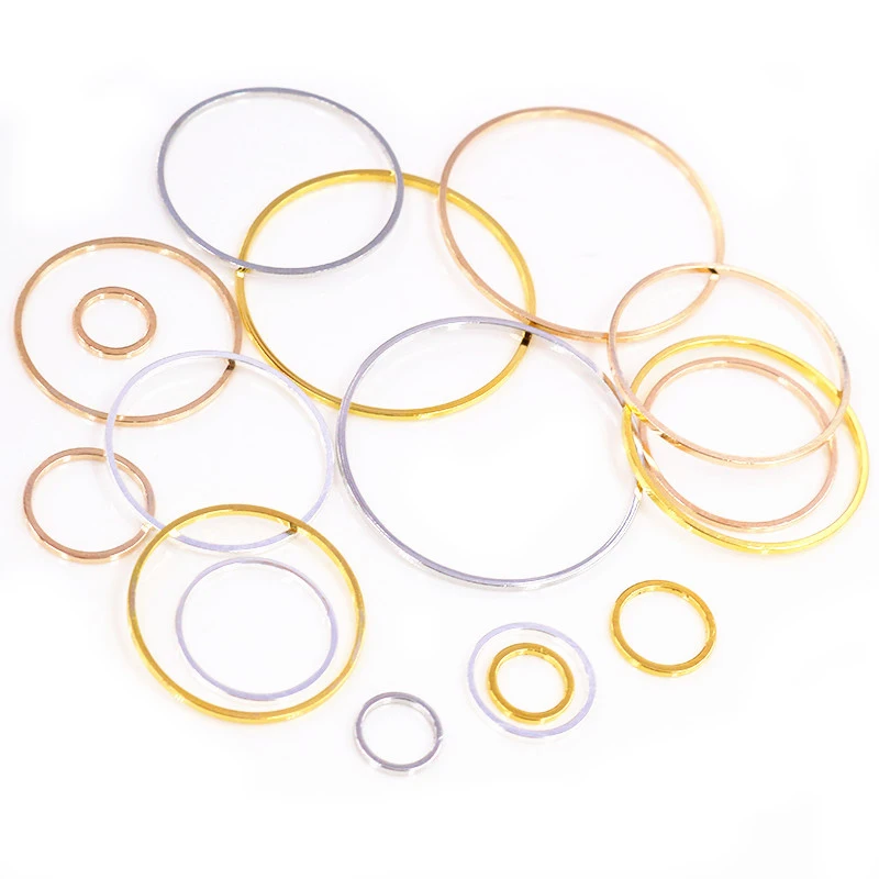 

20-50pcs/lot 8-30mm Brass Closed Ring Earring Wires Hoops Pendant Connectors Rings For DIY Jewelry Making Supplies Accessories, Silver/gold/rhodium/kc gold