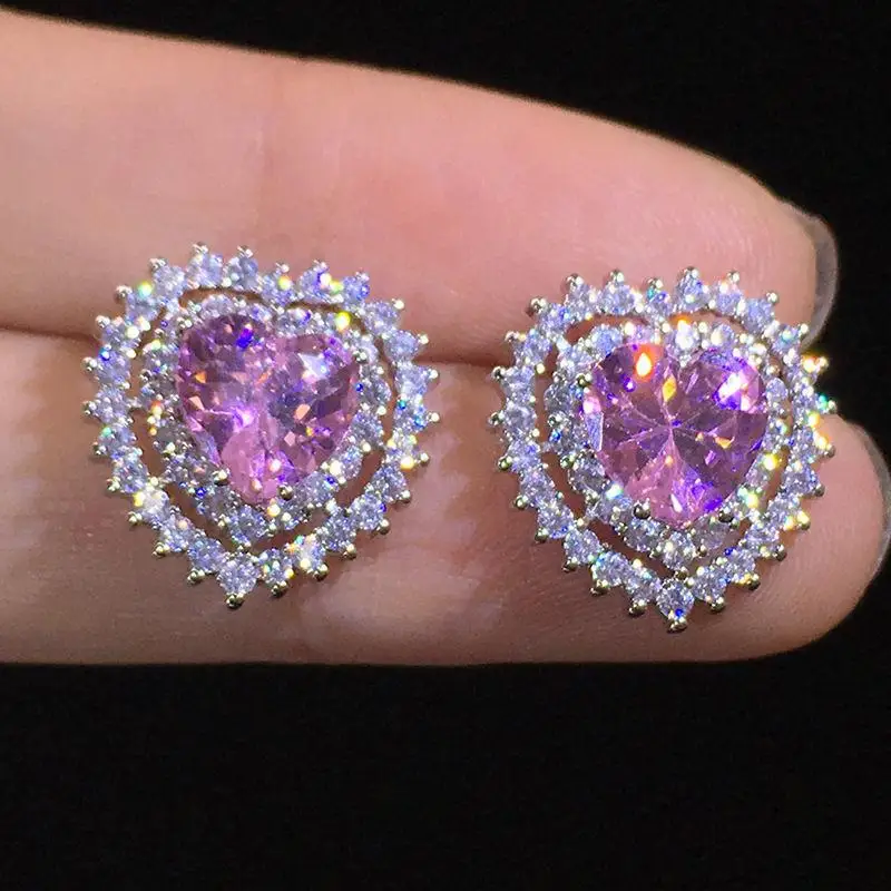 

Fashion and Noble Diamond Women's Jewelry Fashion Fashion Jewelry Romantic Heart Shaped Natural Amethyst Earrings