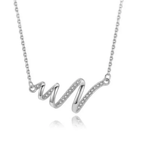 

High Quality Custom 925 Sterling Silver Chain Necklace Jewelry Wave Heartbeat Pendant Woman Necklace