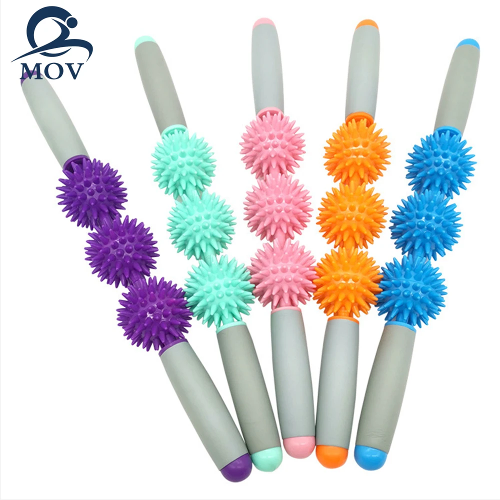 

PVC Yoga Massage Roller Stick with Spiky Ball For Muscle Massage Stick, Green,purple,blue,orange