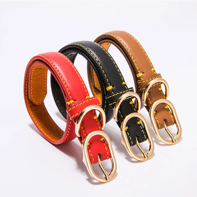 

High Quality Christmas Britain Dog Collars Genuine Leather With Leads Custom