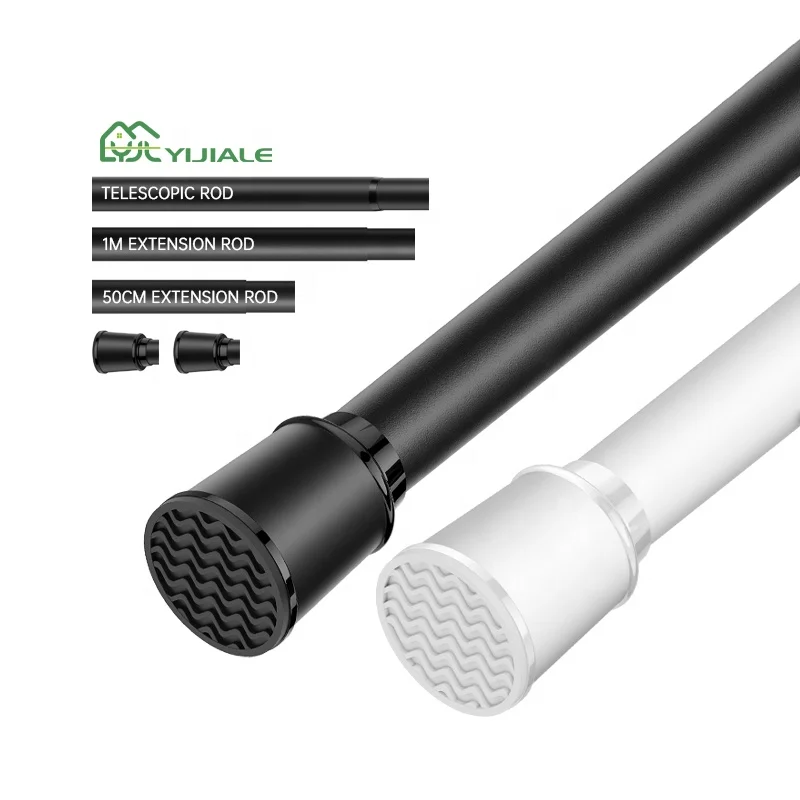 YIJIALE 1.1-1.9m Black Metal Curtain Poles Suppliers Factory Price Curtain Pipe Wrought Iron Curtain Rod