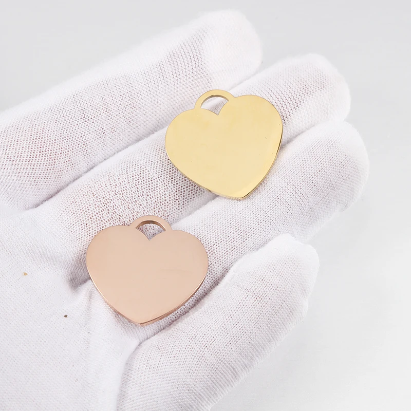 

Factory Price Custom 18K Gold Plated Mirror Polished Stainless Steel Blank Logo Heart Charm Necklace