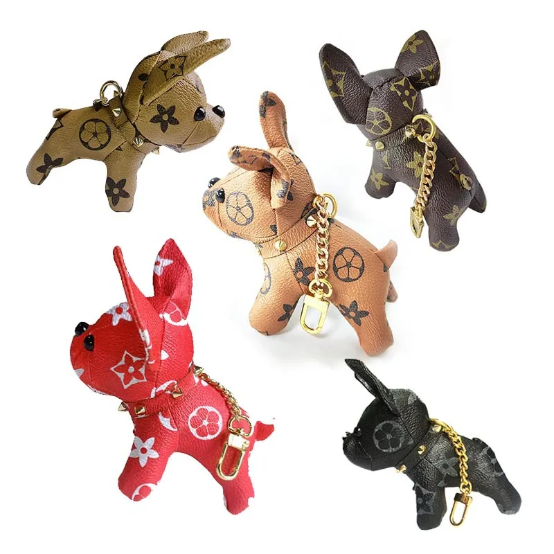 

With The Original Logo Old-fashioned French Fighting Dog Pendant Bag Doll Five-flower Puppy Car Key Chain Buckle, Customized color