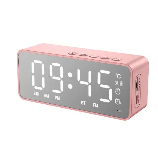 

Multi-function time and temperature display, Human body induction alarm clock with wireless BT speaker, Black, pink, gray