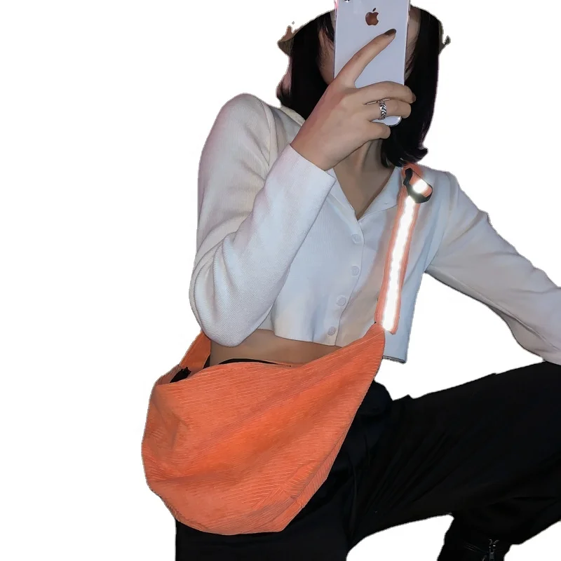 

Twinkle trendy Corduroy fanny pack reflective waist organizer bag