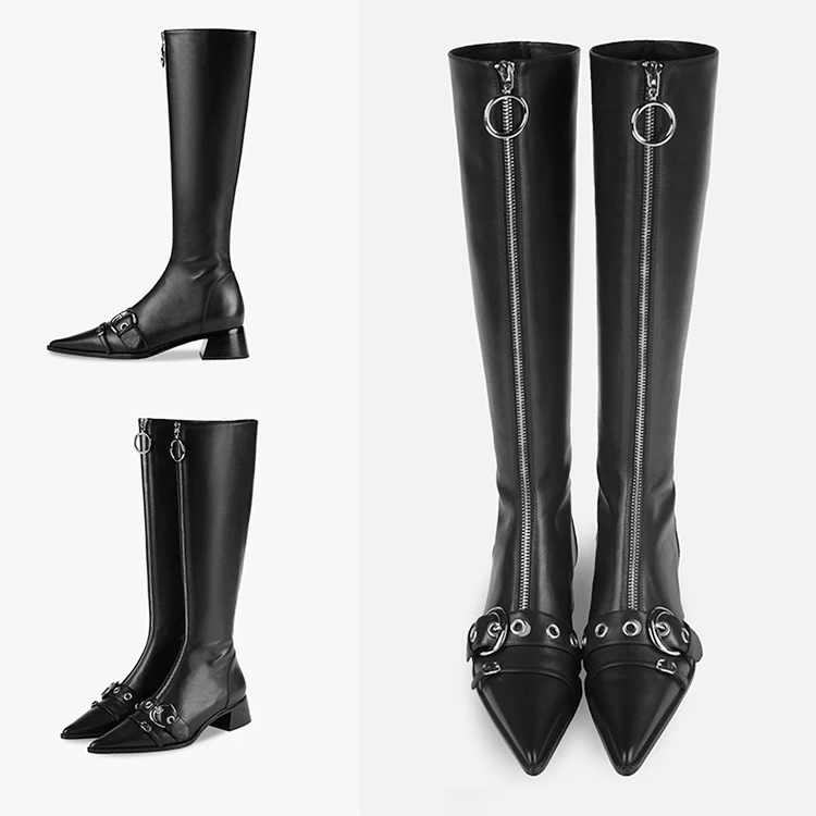Botas de moda hecha a mano cuero genuino cómodo planas para mujer –  MarketModa