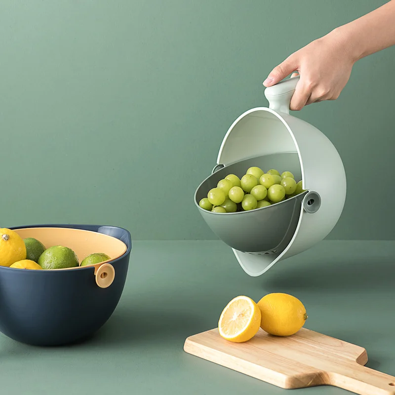 

Original Design New Product Minimalist Style Vegetable Fruit Washing Bowl Kitchen Plastic Drain Basket