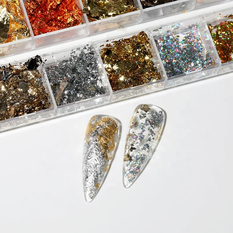 

1 Set Maple Leaf,Butterfly Nail Art Palette Sequins Flake Glitter Neon Pink 12 Grids Butterfly Nail Poly Flake Glitter NGS005, 12 colors each case