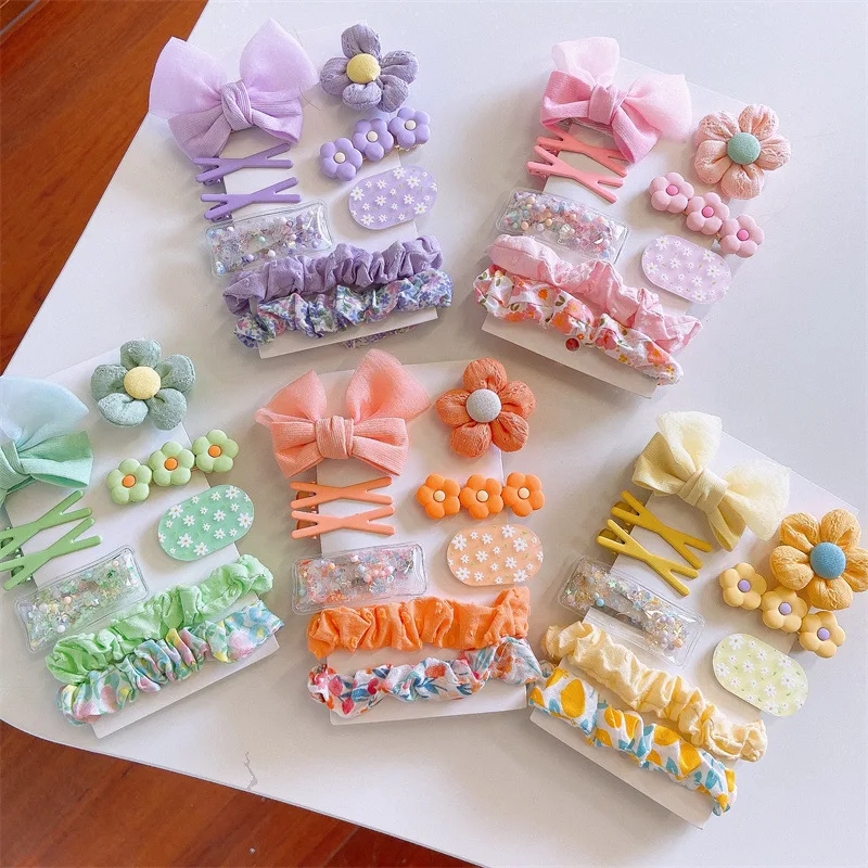 

Cute Kids Girls Accessories Bow Hairgrips Floral Kids Hair Scrunchies Set Butterfly Hair Clips For Kids