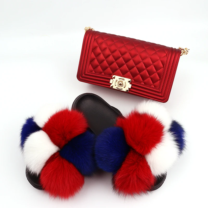 

Hot Kids Purses Jelly Purse And Fur Slides Set For Sale, Customized color