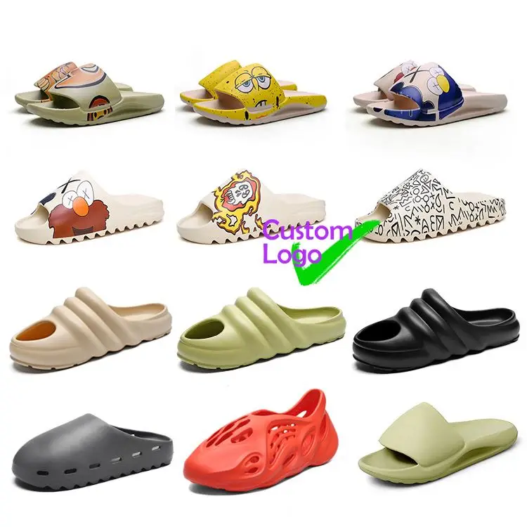 

2021 Custom Logo Slides Slippers Man Eva Beige Slippers Home Slides Logo Material For Slipper Eva Foam Material For, Customized color