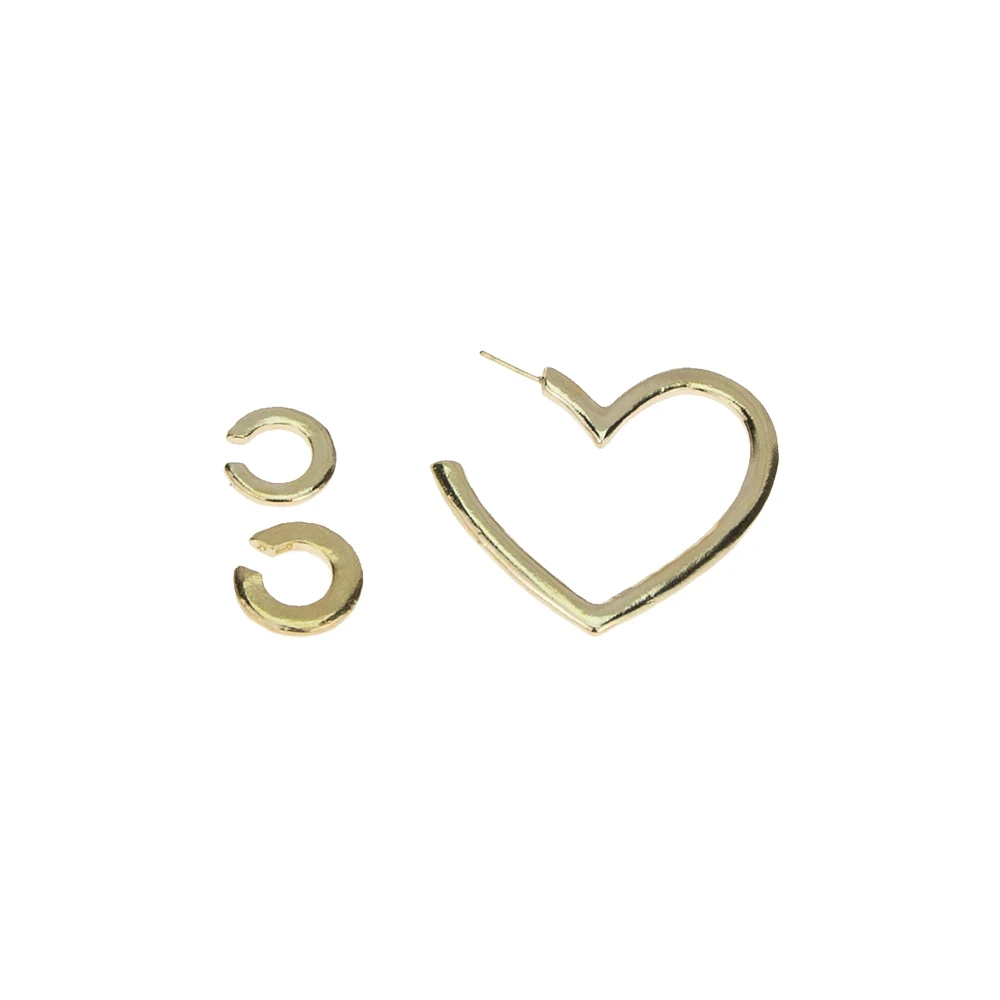 

New Vintage alloy Stud Earrings Ear clip Set for Women Lovely Charms Collection Heart-shaped Circles Rotating Jewelry, Gold color