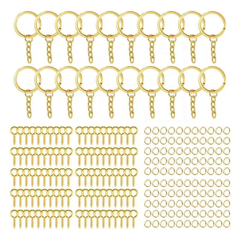 

PJ010 DIY Craft Jewelry Making Silver Gold Keychain Ring Kit Metal Pendant Keychain Parts Casting and Accessories Tool Set