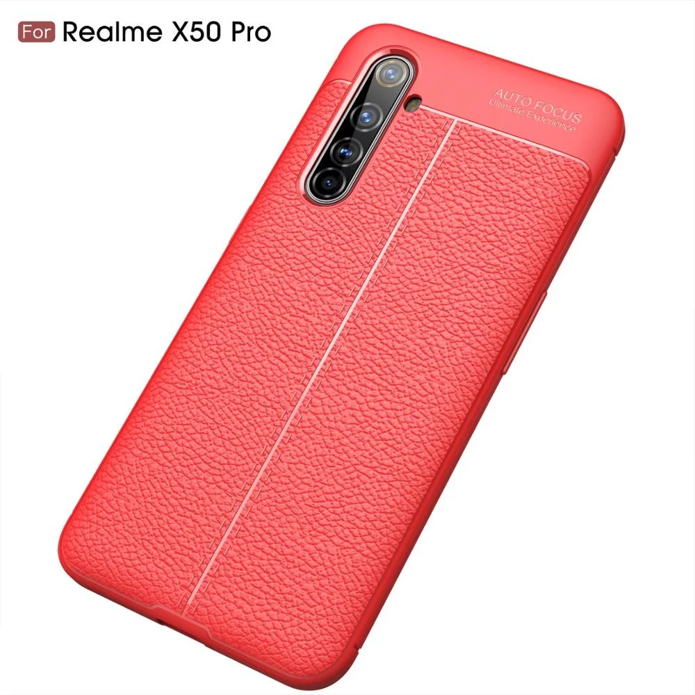 

Shockproof soft business style leather grain shell soft tpu back case cover For Oppo realme X50 Pro, Multi-color, can be customized