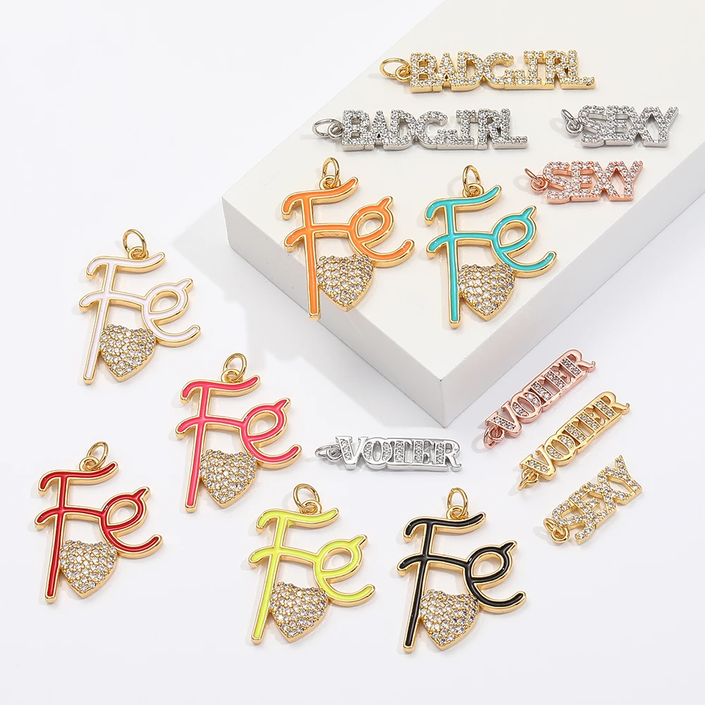 

Yiwu enamel toefel love pendant heart badgirl sexy alphabet letter charms bling charms for jewelry making