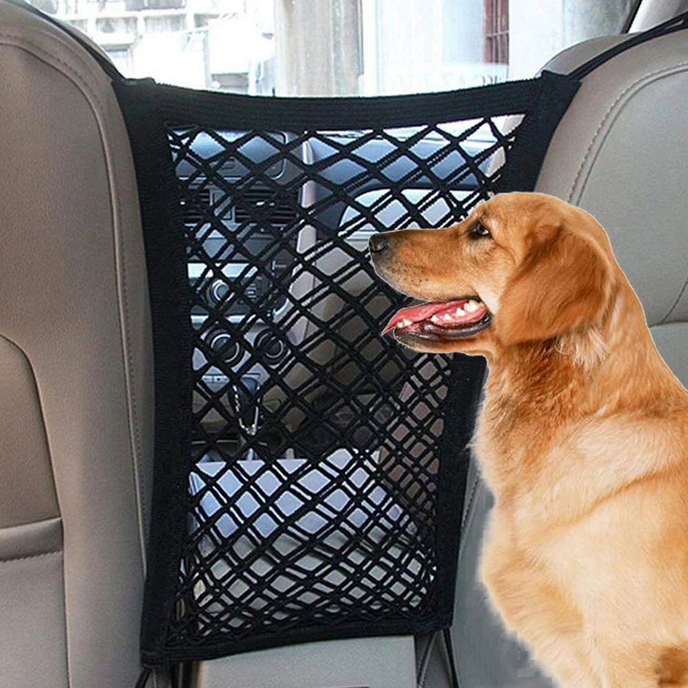 

Dog seat cover car protection net safety storage bag Pet Mesh Travel Isolation Back Seat Safety Barrier perro puppy accessories, As show