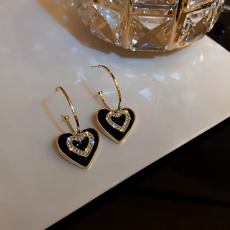

fashion trendy women heart crystal 2021 fashion earrings
