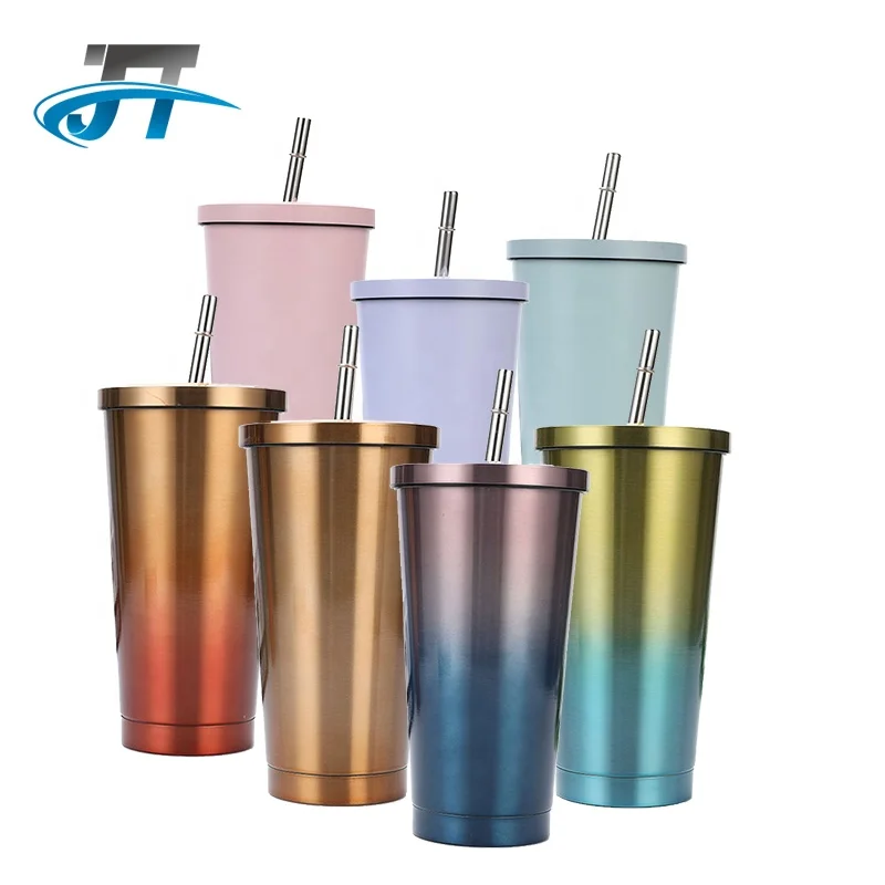 

New Design 20 oz Double Wall Metal Stainless Steel Vacuum Insulated Coffee Tumbler With Straw, Customized color