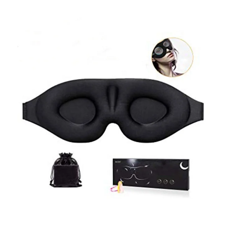 

Unisex 3D Contoured Cup Sleeping Mask Blindfold With Ear Sleep Eye Mask With Earplugs And A Travel Pouch