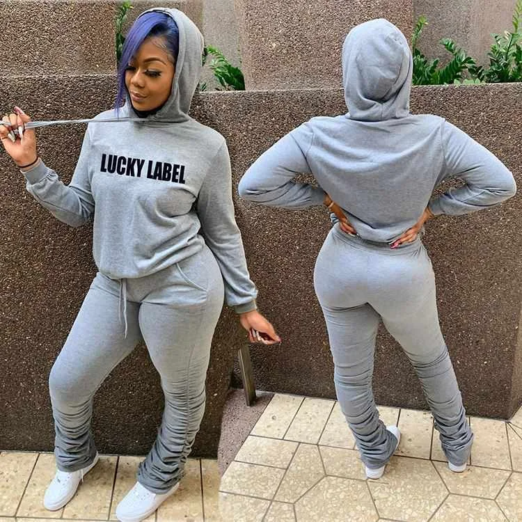 

Tendency Fashion Casual Womens Winter Clothing Ladies Hoodie Set Women Sets Two Piece