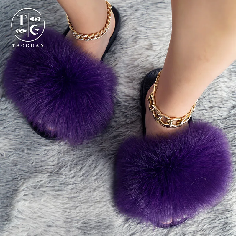 

Nigeria Flag Custom Designer Sandals Wholesale Fox Fur Slippers Women Fur Raccoon Africa Fluffy Sliders, Customized color