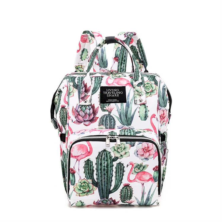 

Fashion print floral diaper bag changing station backpack carry bag for mother and baby, Customized colors
