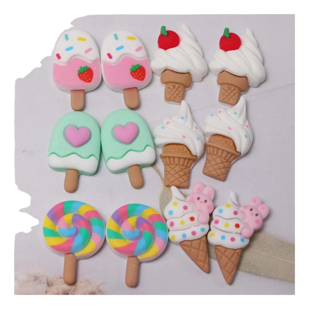 

Kawaii Ice Cream Simulation Food Flatback Resin Cabochon Scrapbooking For Hair Bows Decor DIY Dollhouse Crafts Accessories