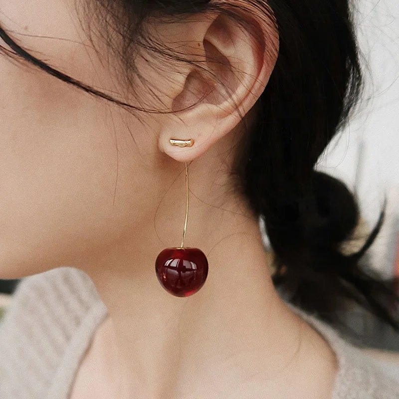 

Novelty European And American Fruit Fashion Cherry Earrings Temperament Cherry Earrings Women's Earrings, Colors